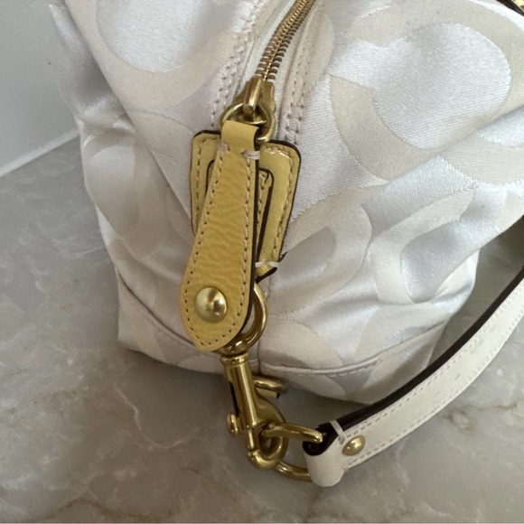 Coach leather canvas Sabrina # 12947 ivory White and Gold Women's Bag purse - Picture 7 of 12